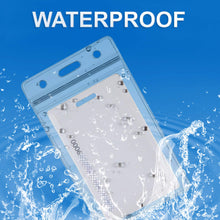 Load image into Gallery viewer, 50 Pack Resealable Waterproof ID Badge Holders - Clear, Vertical, Zip-to-Close - Fits Drivers licenses, Credit Card, Hotel Keys, and More