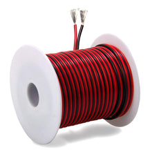 Load image into Gallery viewer, Measured 18 AWG LED strips extension cable from Electronix Express that is ideal for all single color LED strip light, low voltage single color led strip, light bulb, lamp. | Used for various DC electrical hookups, low voltage cables, 12V DC, 24V DC, low-loss in-home or car stereo installations. | Colors: Red and black color are easy to distinguish, also can be used as a single wire | 40 ft / spool, actual length is 41 ft, 1ft longer than described, stranding structure makes it flexible and easy