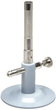 Load image into Gallery viewer, Bunsen burner with adjustable needle valve for precise flame adjustment | Uses medium-pressure BTU natural gas or high-pressure BTU cylinder gas | 5/16" diameter barb accepts gas-supply rubber tubing (sold separately) | 3" diameter cast-iron base provides stability | 5-3/4" overall height