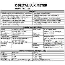 Load image into Gallery viewer, Pocket Size Digital Luxmeter, Measures 0-50,000 Lux in 3 Ranges, 4 Digit LCD Display, Spectrum Meets C.I.E. Standard