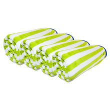 Load image into Gallery viewer, Friends & Home Pack of 4 Lime Green Thin Stripe Cabana Towels (100% Cotton, 30" x 60", GSM 425) by