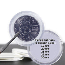 Load image into Gallery viewer, 100 Pack of 30mm Coin Collector Capsules with Storage Case - Protect and Organize Your Collection