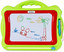 Load image into Gallery viewer, Magnetic Drawing Doodle Board, Tethered Pen Writes in Color, Writing Easily Wipes Clear with Slider, Easy to Hold and Use (Green)