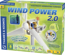 Load image into Gallery viewer, Build wind-powered generators to energize your electric vehicles and charge your rechargeable batteries! | Models include: a 3-foot tall long-bladed turbine, short-bladed turbine, glider, motorcycle, jet car, tractor, race car, and sail car. | Includes two styles of wind turbine blades and a gearbox with three different gear ratios for experimenting. | A 36-page, full-color manual guides model building with step-by-step assembly instructions. | Learn all about renewable energy!