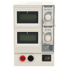 Load image into Gallery viewer, Dc Lab Power Supply 0-15 Vdc / 0-3 A Max With Dual Lcd Display | LCD display for voltage and current | Protection mode: current-limiting | Color: white-grey | Insulated terminals