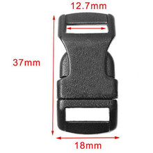 Load image into Gallery viewer, 120 Pack of Black Contoured Side Release Plastic Buckles for 1/2" Straps