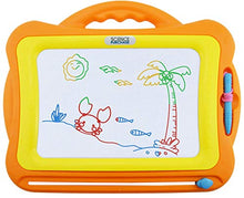 Load image into Gallery viewer, Magnetic Drawing Doodle Board, Tethered Pen Writes in Color, Writing Easily Wipes Clear with Slider, Easy to Hold and Use (Orange)