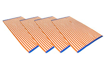 Load image into Gallery viewer, Friends & Home Set of 4 Orange Thin Stripe Cabana Towels (100% Cotton, 30" x 60", GSM 425)