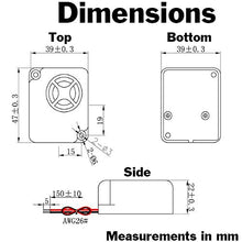Load image into Gallery viewer, Piezo Siren - 2 Tone, 6V to 18V, 100db Output, 1.9" x 1.5" x 0.9"