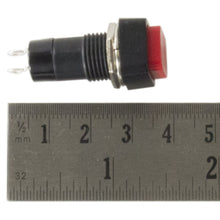 Load image into Gallery viewer, Push-On / Push-Off Switch 3A @ 125VAC, Square Shaped Red Button (15.5mm x 15.5mm x 38.4mm)