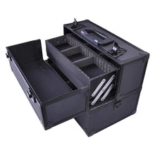 Load image into Gallery viewer, Professional Large Black Aluminum Cosmetic Box Train Makeup Artist Storage Case