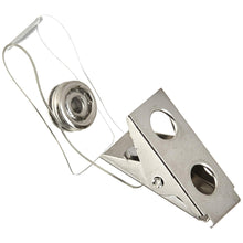 Load image into Gallery viewer, 100 Pack Metal ID Card Badge Clips with Snap-to-Close PVC Straps for 5/8" Slots