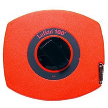 Load image into Gallery viewer, 3/8" X 100' Hi-viz Orange universal lightweight long steel tape measure | High-impact polystyrene case for increased durability | Easy-wind nylon drum for quick retraction | Contoured case stores hook ring for protection during storage | Clear coat blade protection prolongs blade life