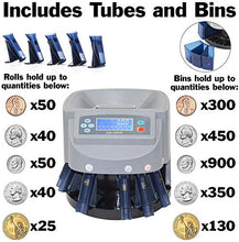 Load image into Gallery viewer, Electronic USD Coin Sorter and Counter with LCD Display, Sorts 270 Coins Per Minute into Coin Wrappers or Bins, Coin Wrapper Tubes Included
