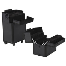 Load image into Gallery viewer, 2-in-1 Rolling MUA Cosmetic Makeup Artist Train Case with Black Aluminum Body