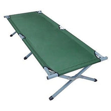 Load image into Gallery viewer, Opens up to 74" x 28" x 17" | Aluminum Alloy construction with Nylon fabric for laying | Sturdy for ~220 lbs | Collapses to fit into the included bag for transportation | Collapsed dimensions are: 37" x 7" x 7"