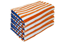 Load image into Gallery viewer, Friends & Home Set of 4 Orange Thin Stripe Cabana Towels (100% Cotton, 30" x 60", GSM 425)