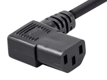 Load image into Gallery viewer, 6ft 18AWG Right Angle Power Cord Cable w/ 3 Conductor PC Power Connector Socket (C13/5-15P) - Black