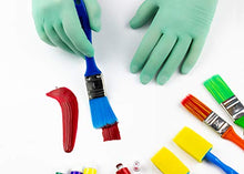 Load image into Gallery viewer, 100 Count ADULT SIZE Colored Latex Gloves for Crafting (Pink, Orange, Blue, Green, Purple)