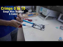 Load and play video in Gallery viewer, Battery Cable Lug Wire Crimper and Cable Cutter for 0, 1, 2, 4, 6, 8, 10 AWG - Professional Electrician Crimping Tool Kit