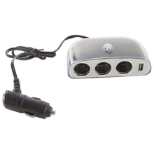 Load image into Gallery viewer, 3-Way Multi Socket Auto Car Cigarette Lighter Splitter with USB Port Car Charger