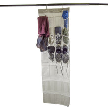 Load image into Gallery viewer, Over the door 24 pocket shoe organizer | Hangs easily over any standard door or in closet - No hardware needed | In addition to shoes, it can also store craft supplies, jewelry, accessories, and much more | Measures: 17" High x 58" Wide | Compartments measure: 8" High x 4.5" Wide
