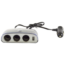 Load image into Gallery viewer, 3-Way Multi Socket Auto Car Cigarette Lighter Splitter with USB Port Car Charger