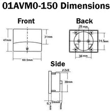 Load image into Gallery viewer, Analog Voltage Meter 0-150V (2.4&quot; x 1.9&quot;)

