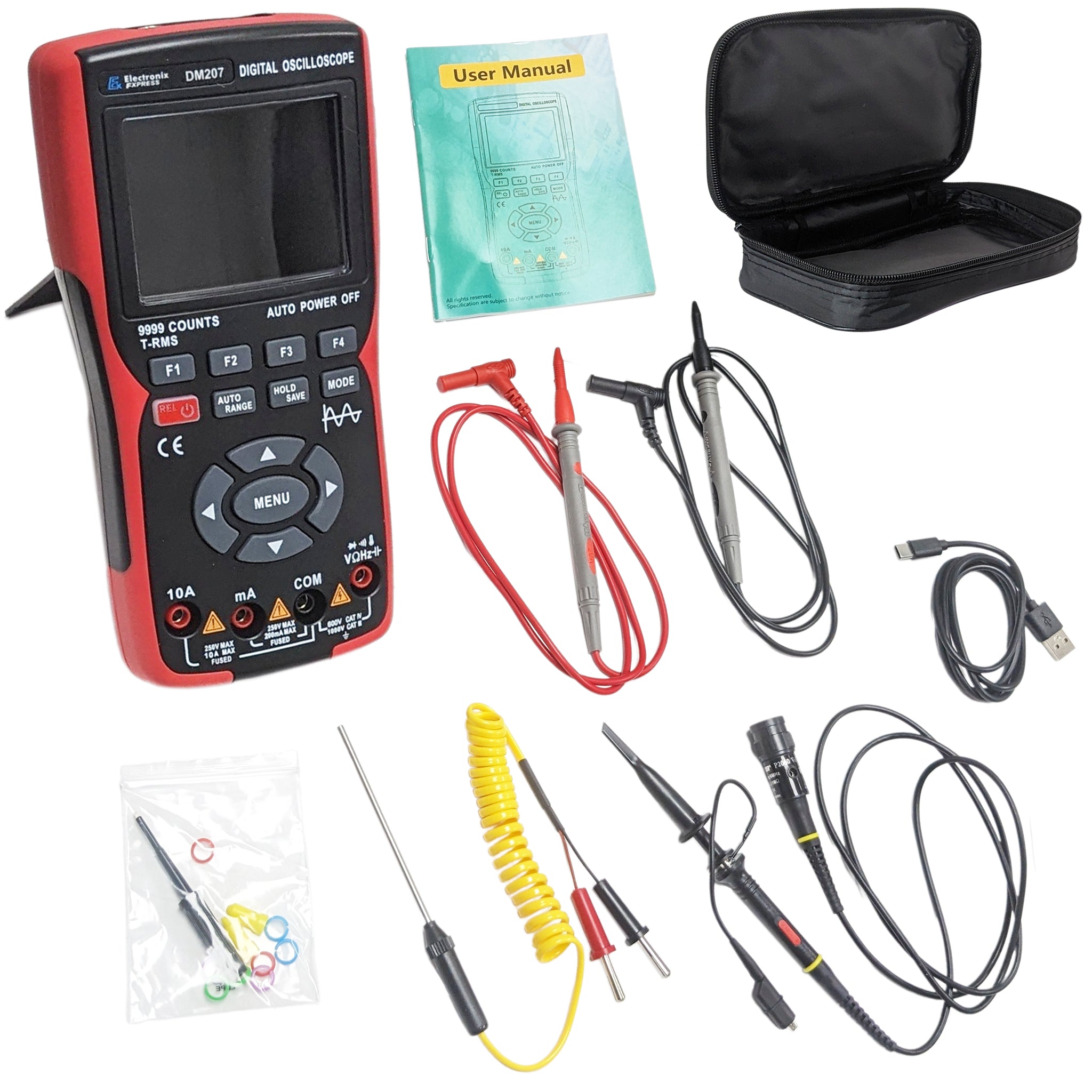 Science Multimeter Handheld 2-in-1 Oscilloscope Multimeter with Backlit Color Screen, Sin ...