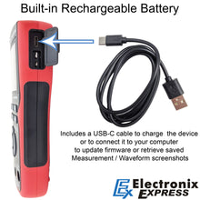Load image into Gallery viewer, Handheld 2-in-1 Oscilloscope Multimeter with Backlit Color Screen, Single Channel 10MHz Bandwidth, 9999 Counts True RMS DMM with Temperature Measurement, Rechargeable
