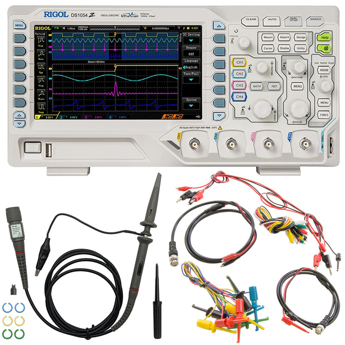 Rigol DS1054Z Digital Oscilloscope (50 Mhz, 4 Channel, 1GS/S Sampling Rate) & Test Lead Kit