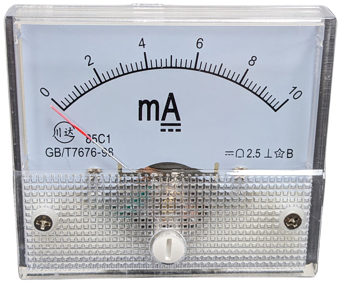 Analog Ammeter 0-10mA DC Amp Meter, Panel Mount Meter Movement