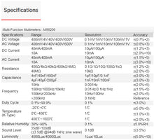 Load image into Gallery viewer, Mastech 5-in-1 Multimeter: Lux, Sound Level, Humidity, Temperature, DMM (MS8209)
