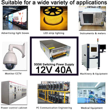 Load image into Gallery viewer, 12V 40A 500W DC Switch Power Supply Driver for LED Strips, CCTV Camera, Radio (500-12)
