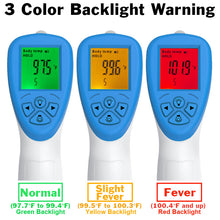 Load image into Gallery viewer, Contactless Digital Forehead Thermometer, Fast 1 Second Readings for Body or Object Temperature, Backlit Display, Fever Alarm &amp; Color, Memory Recall

