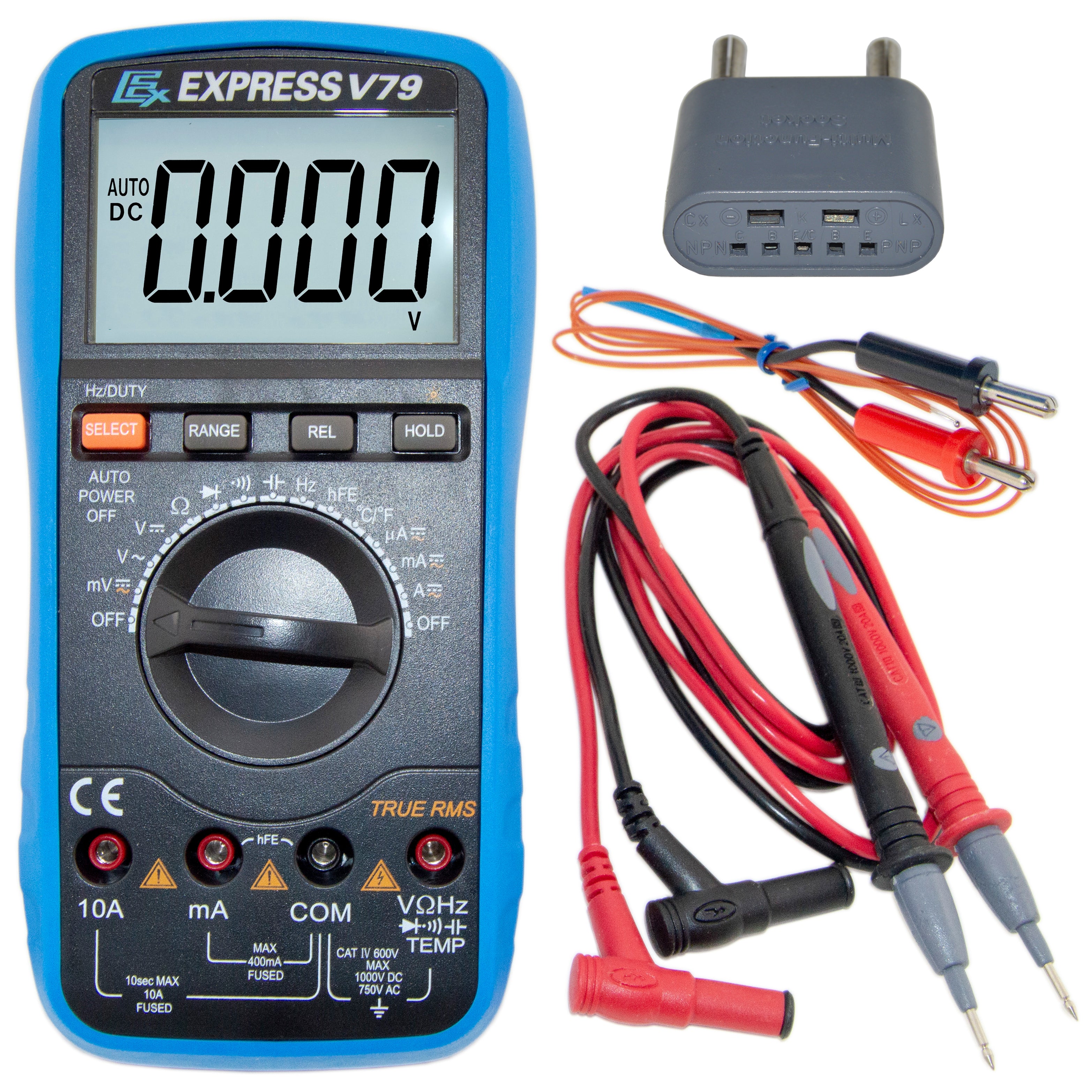 V Rms Multimeter V79 Backlit Auto Ranging True RMS Digital Multimeter with Thermometer ...