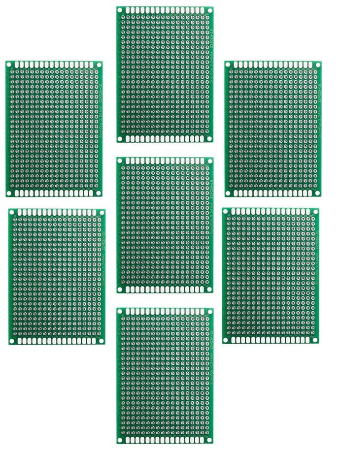 7 Pack Prototyping Breadboard, 2.75 x 1.97 Inches, 432 Holes, Double-Sided PCBs