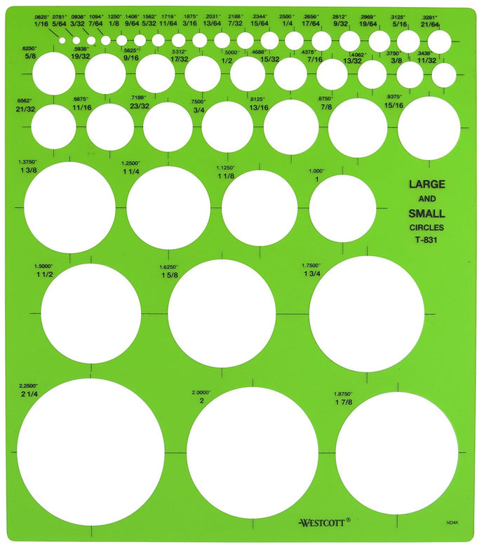 Westcott Large and Small Circles Template (T-831)