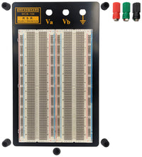 Load image into Gallery viewer, Premium 1,660 Tie Point Solderless Clear Breadboard with 3 Binding Posts, Metal Backing (8.7&quot; x 5.9&quot;)

