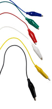 Load image into Gallery viewer, 30 Piece Alligator Clip to Male Jumper Pin Test Lead Set - Includes 5 Green, 5 Red, 5 Black, 5 Yellow, 5 White, and 5 Blue Cables, 8-inch Length
