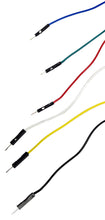 Load image into Gallery viewer, 30 Piece Alligator Clip to Male Jumper Pin Test Lead Set - Includes 5 Green, 5 Red, 5 Black, 5 Yellow, 5 White, and 5 Blue Cables, 8-inch Length
