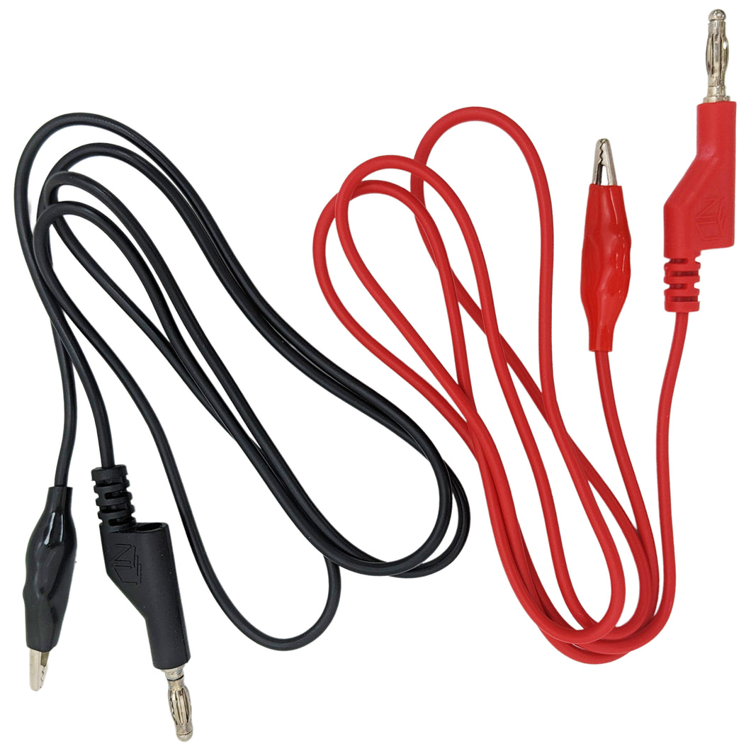 Banana to Alligator Test Lead Set, Includes 1 Red and 1 Black Lead, 3 Foot Length