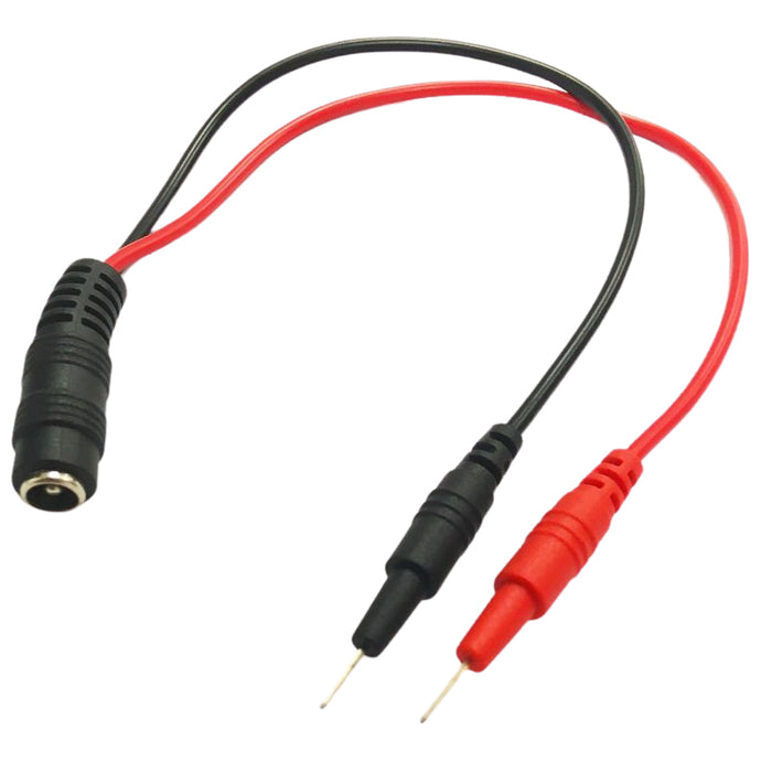 Wall Adapter to Test Pin Cable, Converts Wall Adapter 2.1mm Center Positive Output to Test Leads with Pins