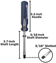 Load image into Gallery viewer, 3/16&quot; Slotted Screwdriver with 2.7&quot; Shaft, Magnetic Tip and Pocket Clip, 5.8&quot; Overall Length
