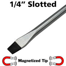 Load image into Gallery viewer, 1/4&quot; Slotted Screwdriver with 4&quot; Shaft, Magnetic Tip, 8&quot; Overall Length

