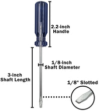 Load image into Gallery viewer, 1/8&quot; Slotted Screwdriver with 3&quot; Shaft, 5&quot; Overall Length
