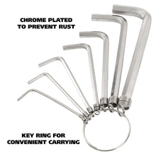 Load image into Gallery viewer, GreatNeck 7 Piece Hex Key Ring Set: 5/64&quot;, 3/32&quot;, 1/8&quot;, 5/32&quot;, 3/16&quot;, 7/32&quot;, and 1/4&quot; (HKR7C)
