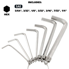 Load image into Gallery viewer, GreatNeck 7 Piece Hex Key Ring Set: 5/64&quot;, 3/32&quot;, 1/8&quot;, 5/32&quot;, 3/16&quot;, 7/32&quot;, and 1/4&quot; (HKR7C)
