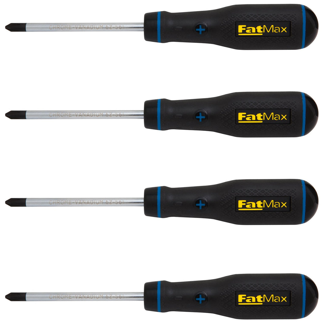 4 Pack Stanley FatMax #2 Phillips Screwdriver, 4-inch Shank (62-561)