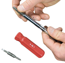 Load image into Gallery viewer, 4-in-1 Quick Change Screwdriver #1 and #2 Phillips, 3/16 and 5/16 Slotted
